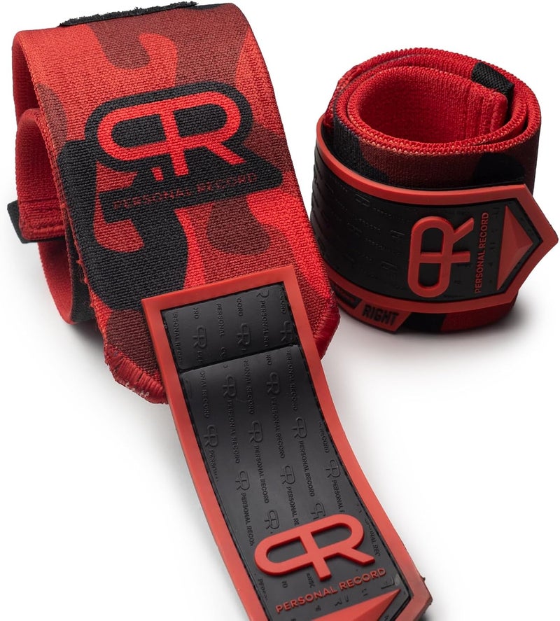 PR Personal Record Heavy Duty Premium Wrist Wraps, More Elasticity, Reinforced Stitching, Extra Wide Strap, Strong Thumb Loop, Larry Wheels Weightlifting Wraps - Image 1